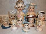 MANY VINTAGE HEAD VASES
