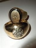 GENT'S RINGS: 14KT DIAMOND AND 10KT OVAL
