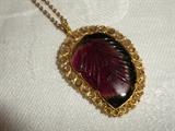 TOURMALINE CARVING, HIGH KARAT GOLD & ROSE CUT DIAMONDS NECKLACE