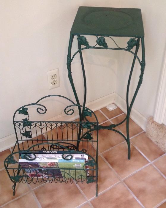 Wrought Iron Plant Stand and Magazine Rack