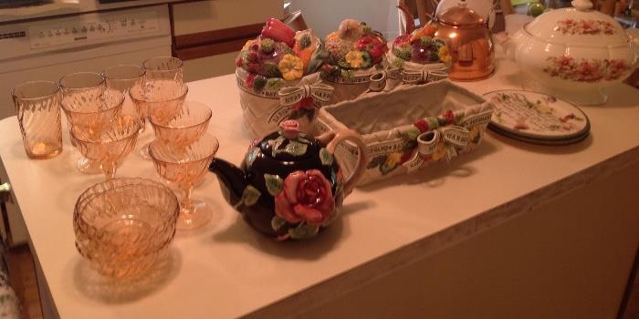 Several Decorative Pieces, including Fitz and Floyd Herb Garden Set