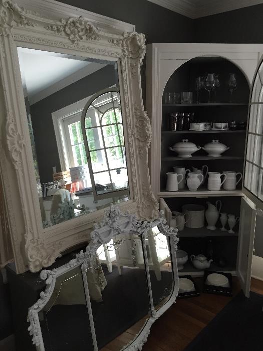 vintage mirrors; some white serve ware still available.