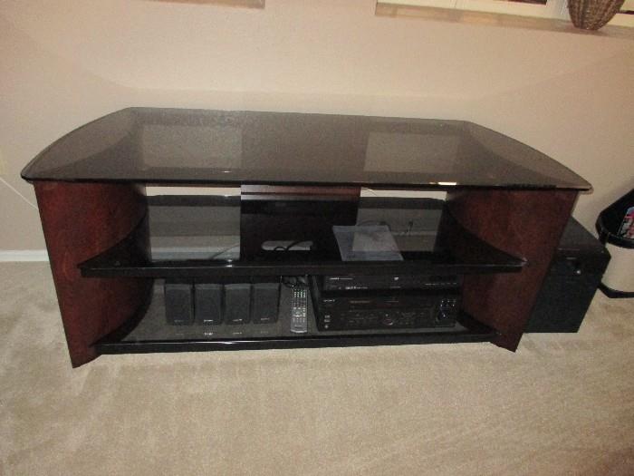 TV Stand with curved wood accents