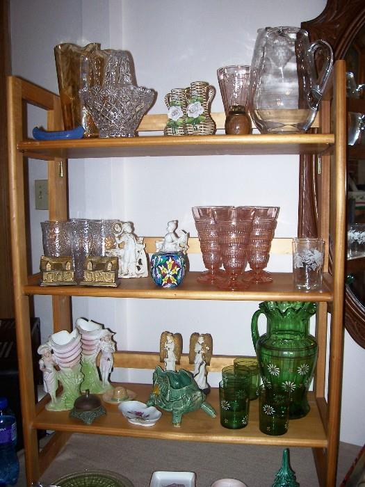 Lots of vintage glassware - McCoy Pottery turtle, Victorian Lemonade set, Depression glass....