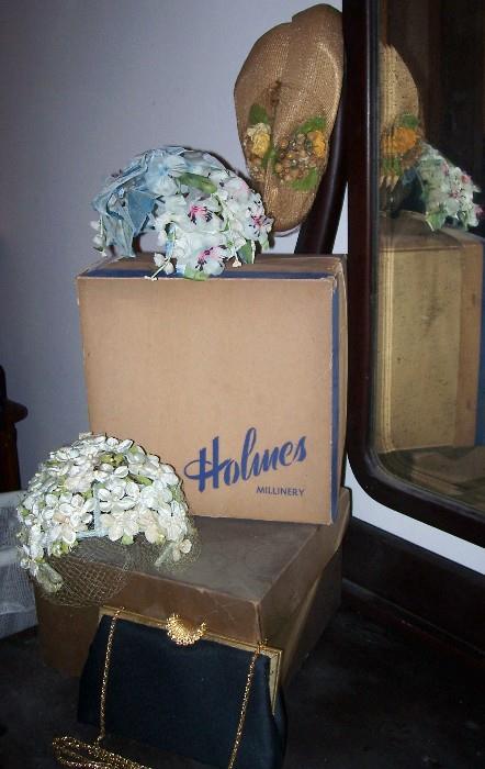 Vintage ladies' hats and hat boxes