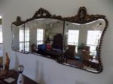 antique beveled/etched piano mirror