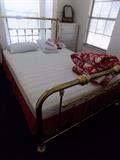 Brass plated Queen bed and mattress