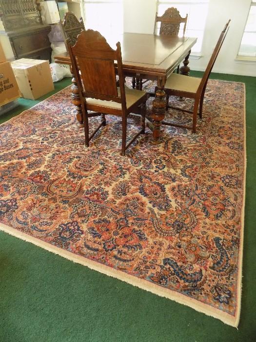 9 x 12 Karastan Kirman rug...antique drawleaf dining table