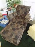 upholstered chair and ottoman