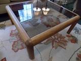 oak/glass square coffee table