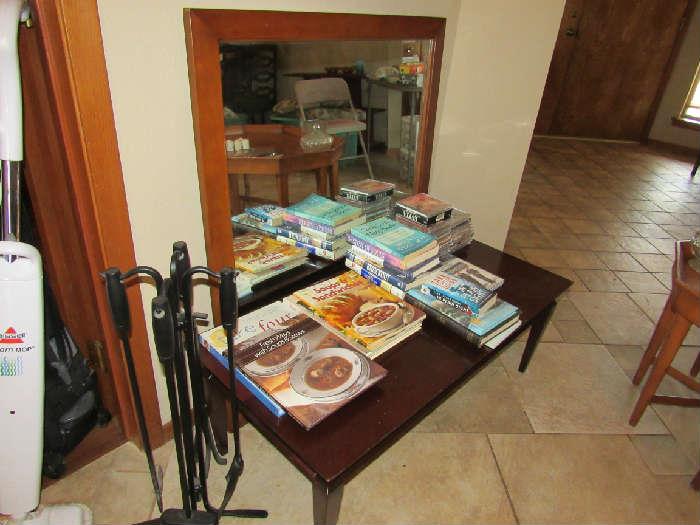 Books, Accessories, firplace tools, coffee table
