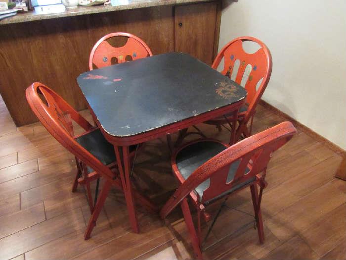 Antique Oriental Folding table & chairs
