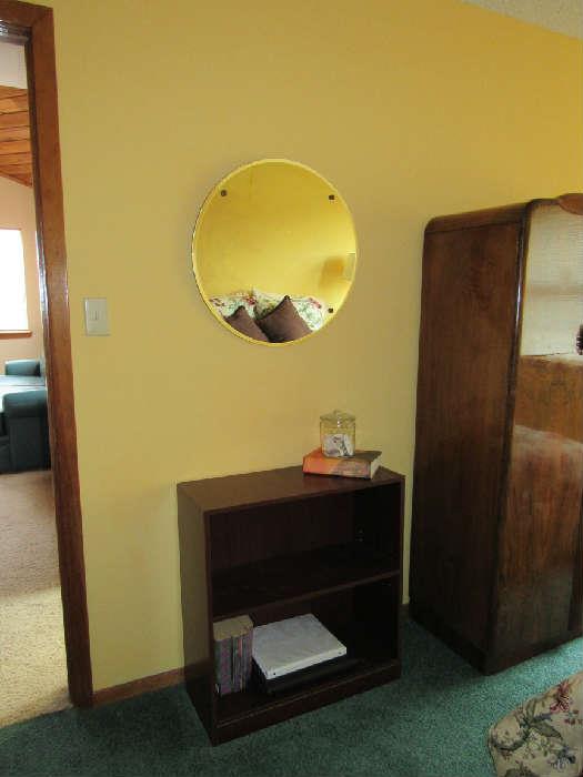 Small Bookcase and vintage mirror