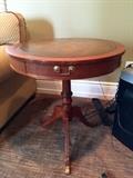 Mahogany circular leather top table