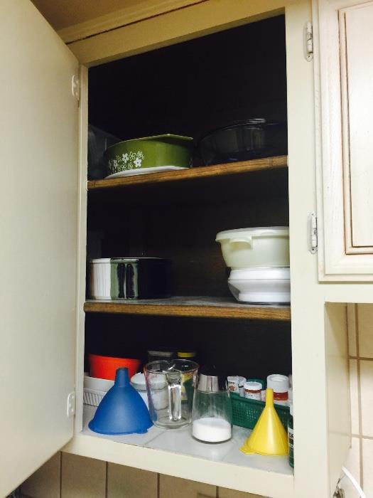 Pyrex and cupboards packed 