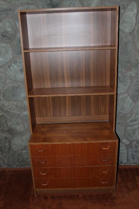 TEAK BOOK SHELVES WITH DRAWERS