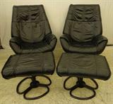 pr. of KeBe chairs & matching ottomans