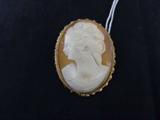 vintage shell cameo in gold filled