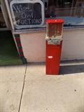 Vintage Red Candy or Gum Ball machine, works with keys.  