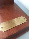 Plaque on boat. Boat designed by Nathanael G. Herreshoff and the model was made by Timothy M. Sullivan.