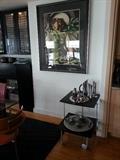 Knoll bar cart & gorgeous framed lithograph