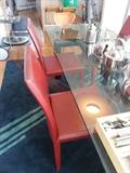 Red leather dining room chairs