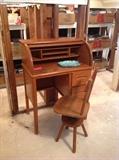 Child's Roll Top Desk  w Swivel Chair