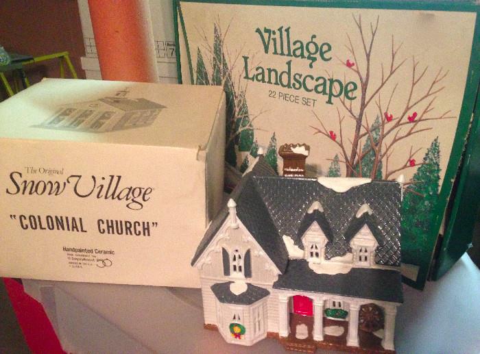 Snow Village buildings/scenery, many with original boxes

