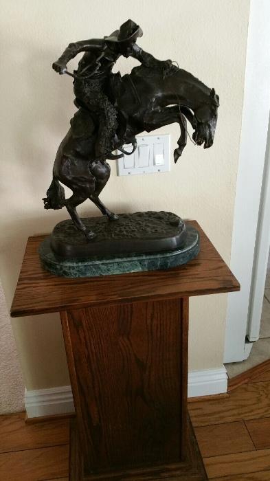 Remington bronze sculpture with stand