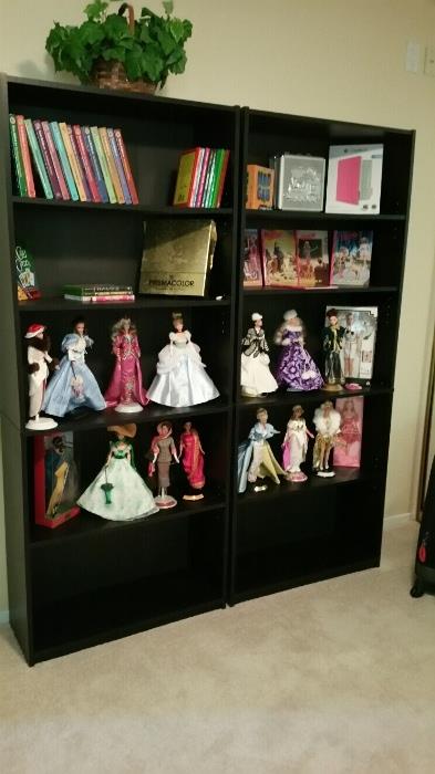 Collection of Barbie collectible dolls.