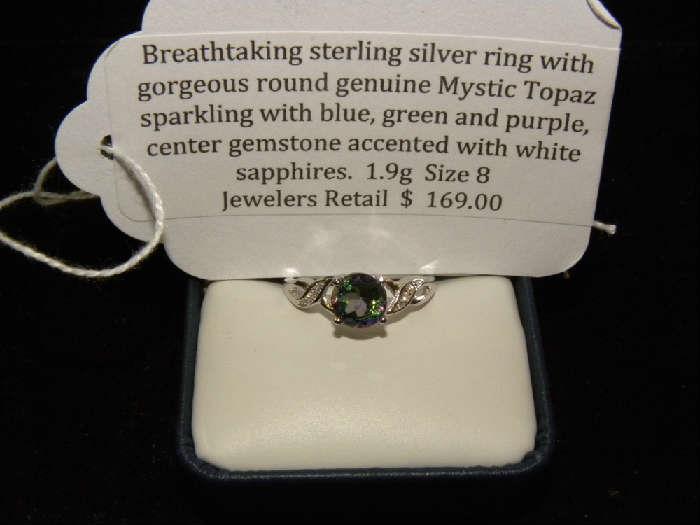 Breathtaking Sterling Silver Ring with Mystic Topaz
