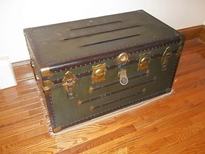 One of three antique steamer trunks