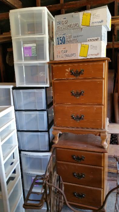 Dresser drawers, plastic bins
