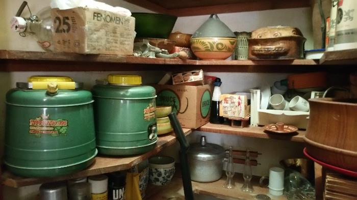 Vintage camping equipment and goodies