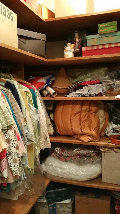 50% of more of the clothing in this home are vintage and in dry cleaning bags.