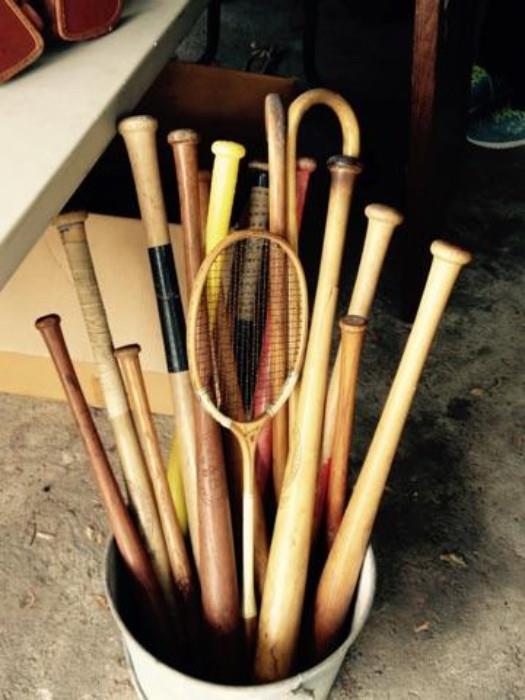 vintage bats, rackets etc
