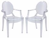 TWO PAIRS OF CLEAR ACRYLIC LOUIS GHOST CHAIRS IN THE  STYLE OF PHILIPPE STARCK FOR KARTELL