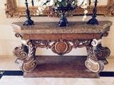 ROBB AND STUCKY MARBLE TOP CONSOLE TABLE