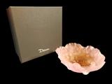 DAUM FRANCE CRYSTAL PATE DE VERRE HIBISCUS BOWL, IN ORIGINAL BOX