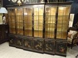 CHINOISERIE BREAKFRONT WITH LIGHTED GOLD GILT INTERIOR
