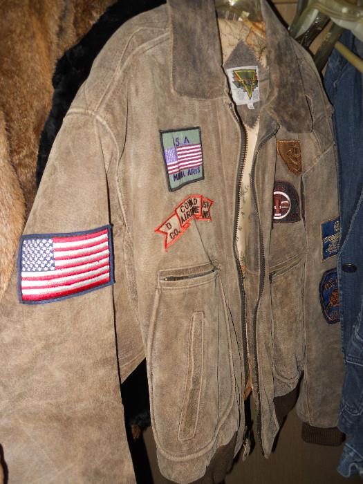 Vintage Aviation Jacket with Symbols, Patches