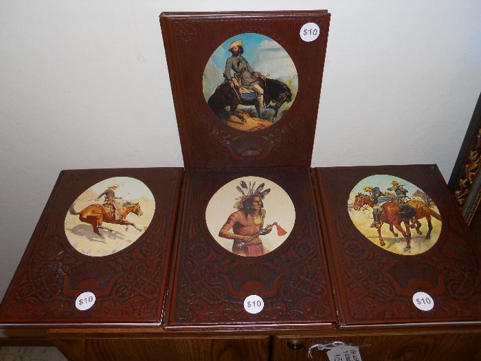 Leather bound "The Old West" Western Books, Cowboys and Indians