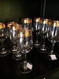             Gold rimmed glassware