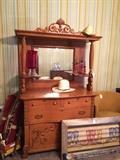        Antique mirrored breakfront/hutch