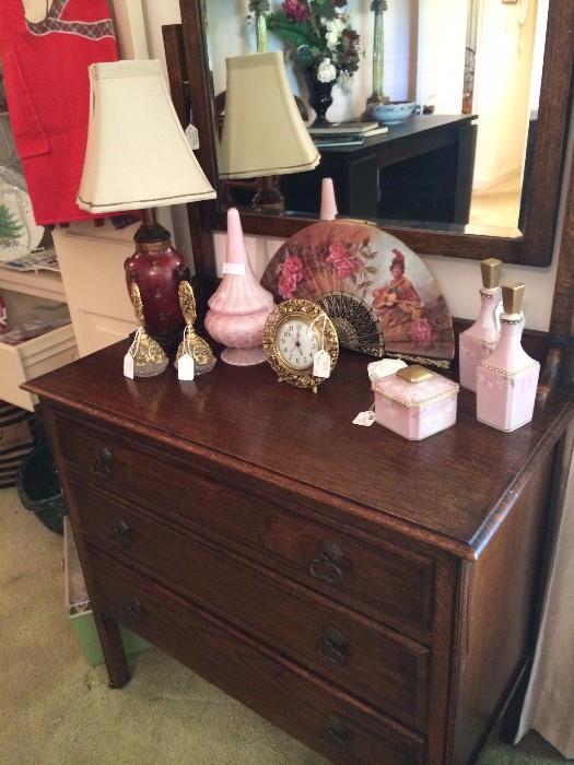           Antique dresser with vanity items