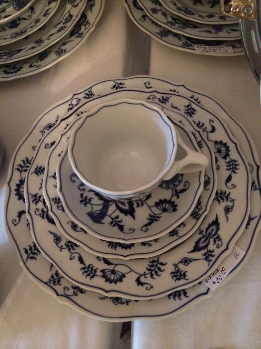      Four 5-piece place settings of Blue Danube