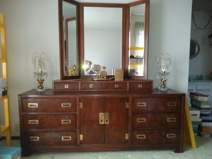 Beautiful campaign furniture. Unbelievable Quality! This dresser $225. What a steal! Look at the wardrobes!