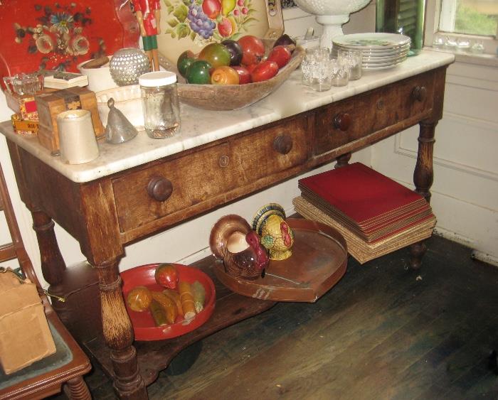 great old marble top console/pastry table