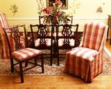 Set of six Chippendale style chairs with two Parson's Chairs.