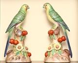 Pair of Carolina Parrot figures.
